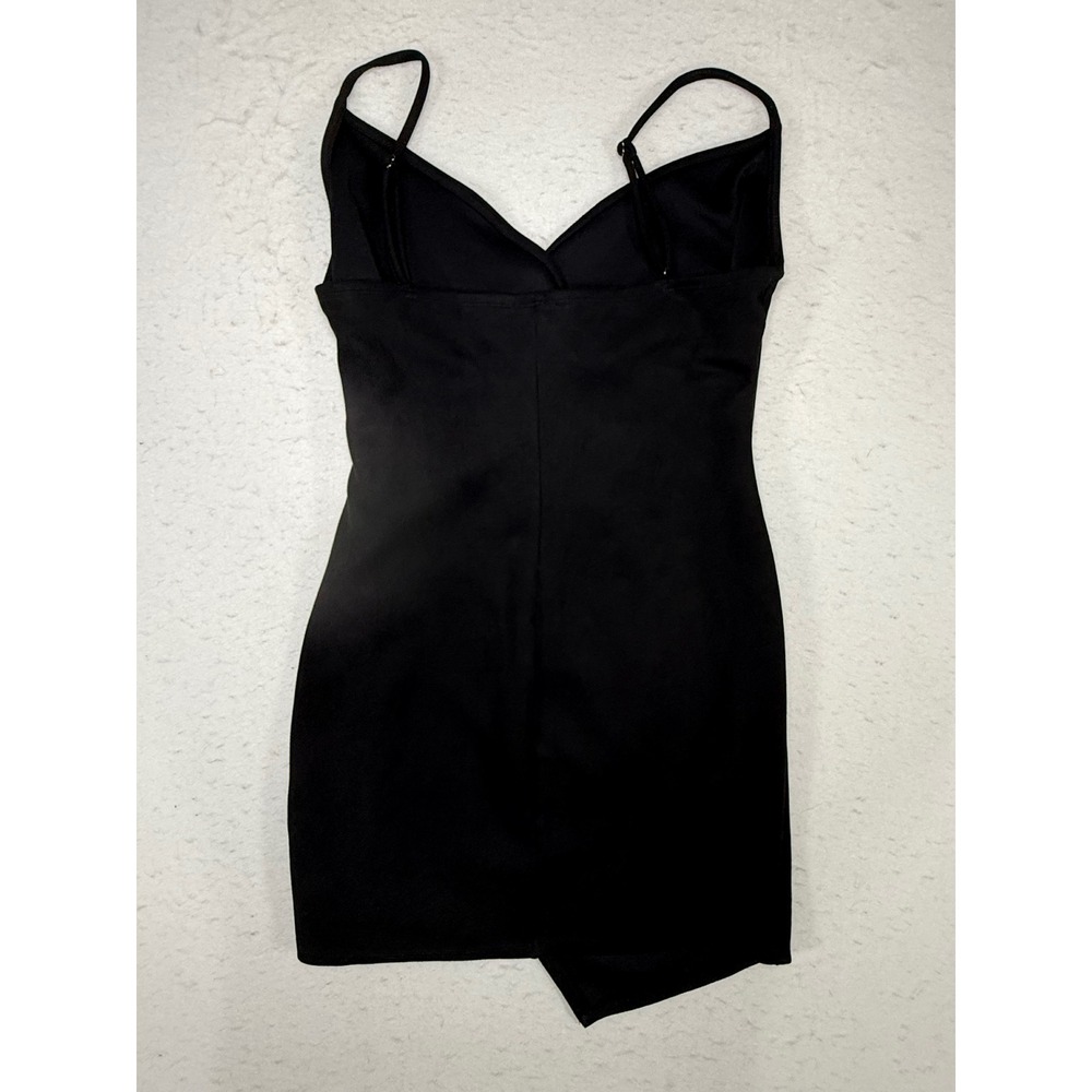 Iris Womens Black Bodycon Mini Dress XL Adjustable Straps Asymmetrical Hem